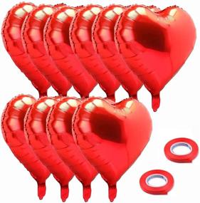 img 4 attached to ❤️ Stunning 18 Inch Red Mylar Heart Balloons for Valentines Day, Wedding, Engagement - Set of 10