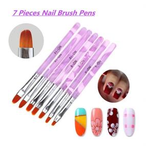 img 1 attached to 🖌️ 7 Piece FULINJOY UV Gel Nail Brush Set - Perfect for Acrylic Nail Tips, Builder Brush Pen, Drawing Brushes and Tools