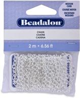 🔗 2-meter silver plated beadalon chain, 4.1-inch medium curb - artistic wire logo