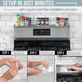 img 2 attached to Stove Top Shelf & Spice Rack - Keep Your Kitchen Organized with Spill-Preventing Lip - Easy Install, No Tools Needed - Food Grade Stainless Steel - Fits Standard 30 inch Stove Width