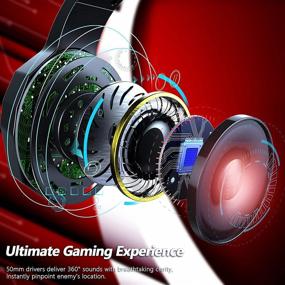 img 1 attached to 🎧 ERXUNG Gaming Headset (Red) with Microphone - Stereo Surround Sound, Noise Reduction, Ear-Hook - PS4 Headset, Xbox One Controller - LED Light, Bass Surround - PC/MAC, PS4/PS5, Switch Compatible