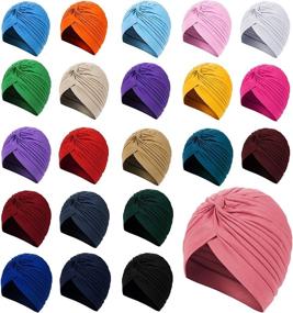 img 4 attached to 🌈 22 Pieces Stretch Turbans: Colorful Twisted Pleated Headwraps for Women and Girls