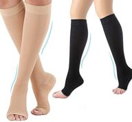 🧦 2 pairs compression socks for varicose veins prevention, medical toeless support hose 20-30mmhg for women and men логотип