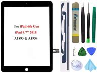 📱 ipad 6 6th generation 2018 9.7inch touch screen digitizer glass replacement assembly compatible with a1893 a1954 model, includes pre-installed adhesive and professional tool kit - no home button logo