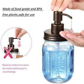 img 2 attached to 🧼 Mason Jar Liquid Soap Dispenser Lids (2) – Premium Stainless Steel for Farmhouse Kitchen Sink & Bathroom Décor – Rustproof, Hand & Dish Soap Pumps, Lotions / Bronze-2 Pack