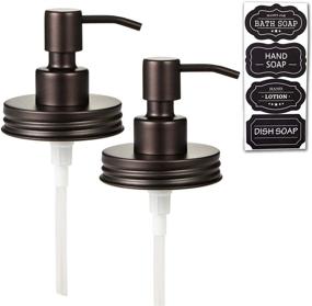 img 4 attached to 🧼 Mason Jar Liquid Soap Dispenser Lids (2) – Premium Stainless Steel for Farmhouse Kitchen Sink & Bathroom Décor – Rustproof, Hand & Dish Soap Pumps, Lotions / Bronze-2 Pack