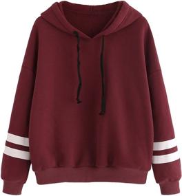 img 4 attached to 👕 SweatyRocks Fleece Striped Hoodie - Drop Shoulder Sweatshirt Pullover