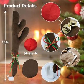 img 2 attached to 🎄 Car Reindeer Antlers and Nose with Jingle Bells Decorations - Christmas Kit for Passenger Cars, SUVs, Vans, Window Roof-Top, Grille, and Rearview Mirror