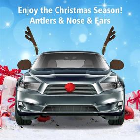 img 3 attached to 🎄 Car Reindeer Antlers and Nose with Jingle Bells Decorations - Christmas Kit for Passenger Cars, SUVs, Vans, Window Roof-Top, Grille, and Rearview Mirror