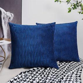 img 2 attached to WILLSIN Navy Blue Stripe Pillow