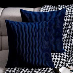 img 4 attached to WILLSIN Navy Blue Stripe Pillow