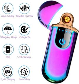 img 3 attached to 🔥 ATian Rechargeable Lighter: Touch Ignition, USB Charging, Double Sided & Windproof Plasma Lighter for Candles and Cigarettes with Power Indicator - Flameless & Convenient