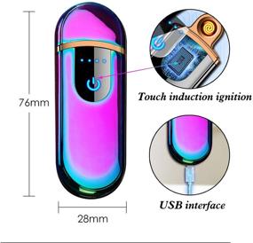 img 2 attached to 🔥 ATian Rechargeable Lighter: Touch Ignition, USB Charging, Double Sided & Windproof Plasma Lighter for Candles and Cigarettes with Power Indicator - Flameless & Convenient