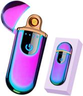 🔥 atian rechargeable lighter: touch ignition, usb charging, double sided & windproof plasma lighter for candles and cigarettes with power indicator - flameless & convenient logo