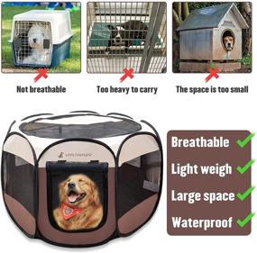 img 2 attached to 🐾 Compact and Portable Puppy Playpen: Foldable Soft Pet Playpen for Dogs, Cats, and Kittens - Lightweight Fabric with Breathable Mesh - Ideal for Indoor and Outdoor Use