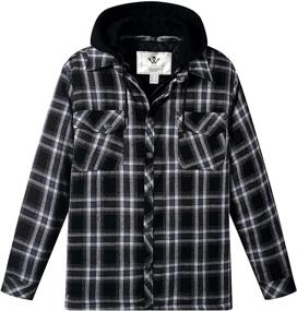 img 4 attached to WenVen Sleeve Plaid Fleece Shirt: Stylish Men's Clothing for Shirts