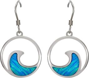 img 4 attached to 🌊 Dazzling Ocean Wave Earrings: Sterling Silver with Created Blue Opal