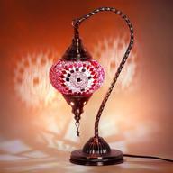 turkish moroccan lamp with bronze base - yarra decor 3 color options handmade swan neck tiffany mosaic glass bedside lamps for bedroom (led bulb included) (3) логотип