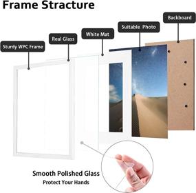 img 2 attached to KINLINK 12x16 Picture Frame White: Real Glass, for 11x14 Picture with Mat or 12x16 without Mat, Table Top & Wall Mount