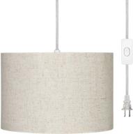 🏡 dewenwils plug in pendant light: stylish beige linen shade with 15ft clear cord for bedroom, kitchen, living room, and dining table логотип