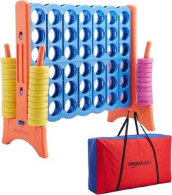 img 4 attached to 🎮 Giant BPA-Free 4-In-A-Row Premium Plastic Game Set by Amazon Basics, Including Carry Bag
