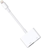 адаптер lightning к hdmi 1080p с портом для зарядки lightning - для iphone, ipad, ipod, тв, монитора, проектора (белый) логотип