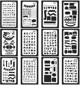 img 4 attached to 📔 Vancool Journal Stencil Set - 24 Pack Plastic Planner Drawing Templates for Journary/Notebook/Diary/Scrapbook - 4 x 7 Inch - Over 1200 Unique Patterns for Journal Stencil Painting