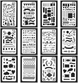 img 3 attached to 📔 Vancool Journal Stencil Set - 24 Pack Plastic Planner Drawing Templates for Journary/Notebook/Diary/Scrapbook - 4 x 7 Inch - Over 1200 Unique Patterns for Journal Stencil Painting