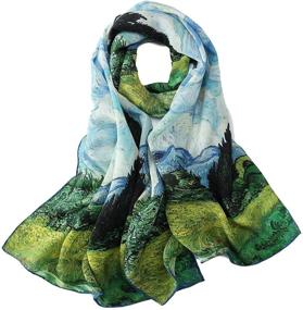 img 4 attached to 🌸 Almond Blossoms Crepe Scarf - Essential Women's Scarves & Wraps