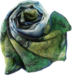 img 3 attached to 🌸 Almond Blossoms Crepe Scarf - Essential Women's Scarves & Wraps
