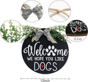 img 3 attached to Dog Lovers' Welcome Sign for Front Door Decor, 12 Inch Wooden Farmhouse Door Hanger, Front Porch Decoration, Housewarming Gift