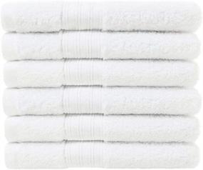 img 4 attached to 👐 Lightwind 6 Pack Premium Hand Towels - 100% Cotton, 16 X 28 Inches, Highly Absorbent & Durable, Hotel Spa Quality Set in White