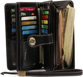 img 3 attached to Blocking Genuine Leather Wristlet Organizer Women's Handbags & Wallets and Wristlets