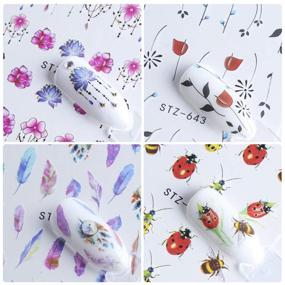 img 2 attached to 💅 Macute Nail Decals: 40 Sheets DIY Water Transfer Nail Stickers with Black Flower Pendant Necklace Butterfly Leaf Designs – Perfect Nail Art Stickers for Fingernails & Toenails