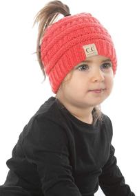 img 1 attached to 🧒 Funky Junque Exclusives BeanieTail Kids Beanie: Perfect Messy Bun Cap for Girls!