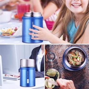 img 2 attached to LuenHego Insulated Food Jar 26 oz - Wide Mouth Thermos Stainless Steel Lunch Container - Leak Proof Vacuum Flask with Folding Spoon - Royal Blue