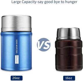 img 1 attached to LuenHego Insulated Food Jar 26 oz - Wide Mouth Thermos Stainless Steel Lunch Container - Leak Proof Vacuum Flask with Folding Spoon - Royal Blue