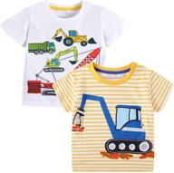 vaschy boys t-shirts set, kids size 2-6t cotton short sleeve tee shirts with patterns for toddlers, 2pcs pack logo