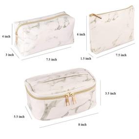 img 3 attached to Pack of 3 SUBANG Marble Makeup Bags – Portable Toiletry and Travel Organizers for Women, Girls, and Men – Waterproof Cosmetic and Brush Bags