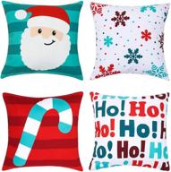 🎅 christmas pillow covers - 18x18 inch xmas decorative pillowcases for home, couch, sofa, bedroom - soft &amp; machine washable material - hidden zipper - set of 4 - sweet santa by paper craft house логотип