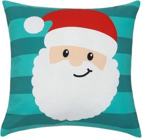 img 3 attached to 🎅 Christmas Pillow Covers - 18x18 Inch Xmas Decorative Pillowcases for Home, Couch, Sofa, Bedroom - Soft &amp; Machine Washable Material - Hidden Zipper - Set of 4 - Sweet Santa by Paper Craft House