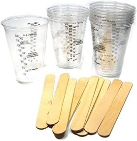 img 2 attached to 🥤 10 NSI 8oz Disposable Graduated Clear Plastic Cups + 10 Wood Stir Sticks: Perfect for Mixing Paint, Stain, Epoxy, Resin!