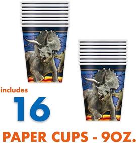 img 1 attached to 🦖 Jurassic World Fallen Kingdom Party Supplies: Dinosaur Theme Birthday Decorations and Favors - Serves 16 Guests with Easy Setup, Table Cover, Plates, Napkins & More
