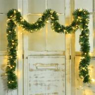 🎄 enhance your christmas décor with the dearhouse 16.5 ft green garland - featuring 50 led lights for outdoor and indoor home garden, artificial greenery for festive party decorations! logo