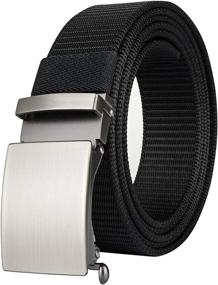 img 4 attached to Drizzte Big and Tall Men's Black Belt: Size 47'' to 75'', Automatic Ratchet Buckle Slide Belts for Comfort and Style