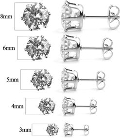 img 3 attached to 🌟 Hypoallergenic Stainless Steel Stud Earrings for Women - Clear Round Cubic Zirconia Studs in Silver, Gold, and Black