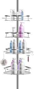 img 4 attached to 🚿 Rosefray Shower Caddy Tension Pole: Adjustable Height & 4 Big Baskets for Organized Corner Shower Storage