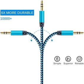 img 2 attached to Ailkin 2Pack 3.5mm Auxiliary Audio Cables, Nylon Braided Male to Male AUX Cord for Car/Home Stereos, Speaker, iPhone iPod iPad, Headphones, Sony Beats, Echo Dot and More - Blue, 5 Feet