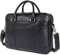 👜 yogci mens leather briefcase laptop messenger bag: stylish business travel companion for 13-15 inch devices (black) logo