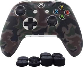 img 4 attached to 🎮 Enhance Your Gaming Experience with Hikfly Silicone Gel Controller Cover Skin Protector Kits for Xbox One/S/X Controller – Grey (1 Controller Camouflage Cover + 8 Thumb Grip Caps)